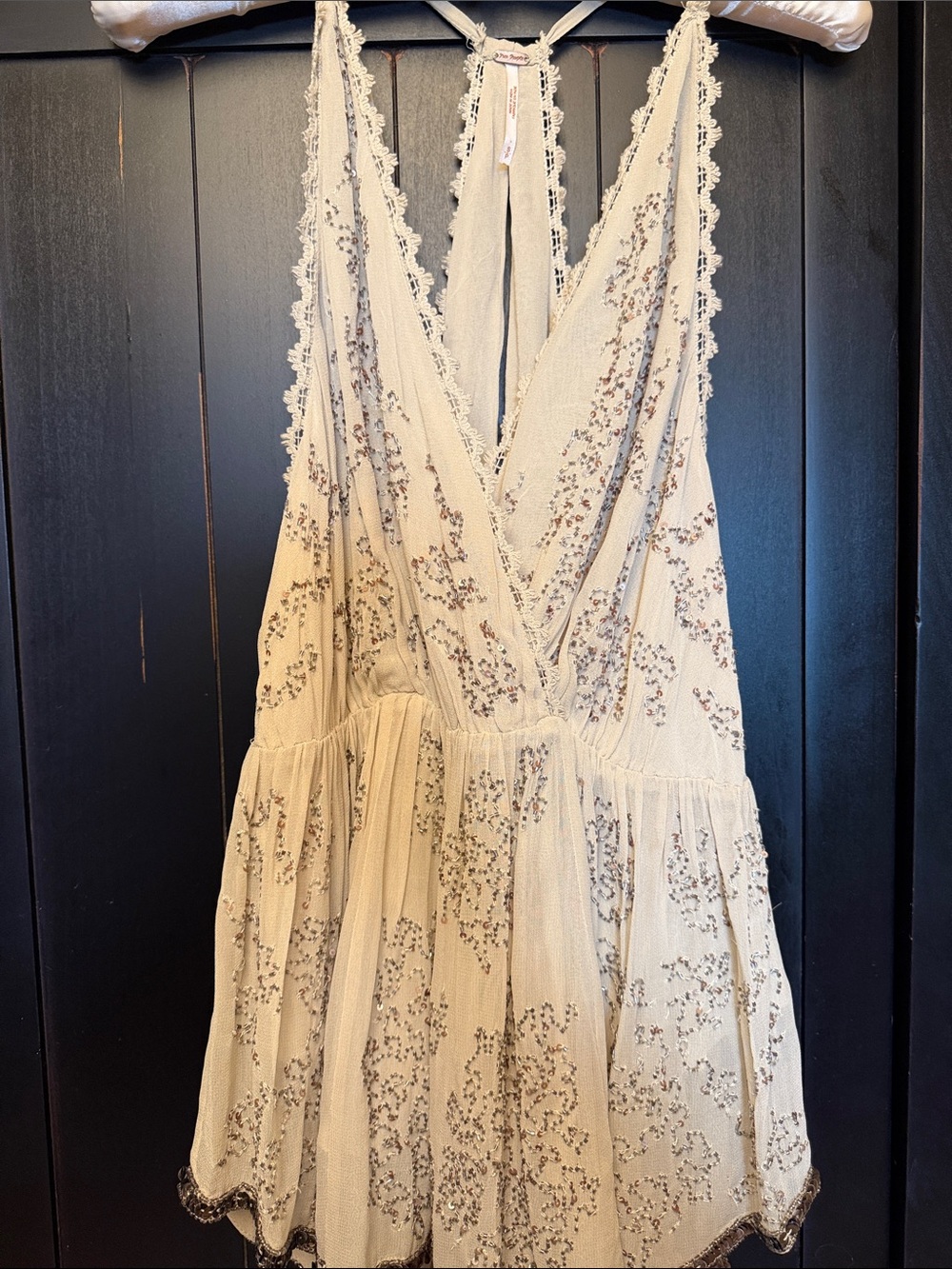 Free People Cream Floral Eyelet Mini Dress/ tunic